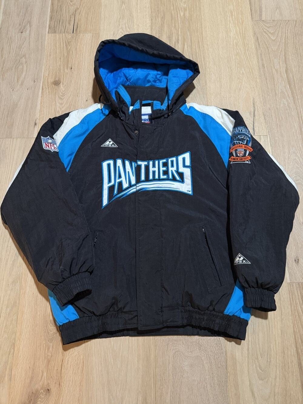 Vintage Apex One Carolina Panthers NFL Football Full Zip M Jacket Inaugural Pro
